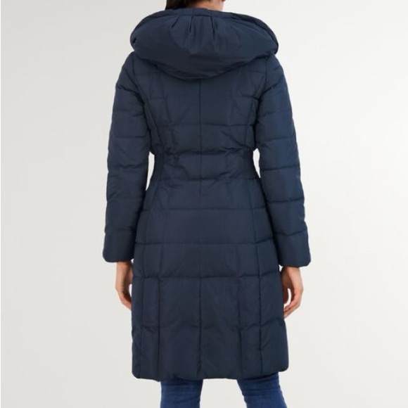Cole Haan Jacket Womens Signature Hooded Down Blend Coat Navy Puffer Size Small - Picture 2 of 16